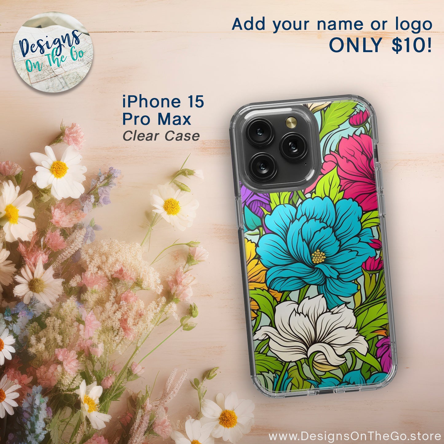 iPhone 15 Pro Max Clear Case - Blooming Bright